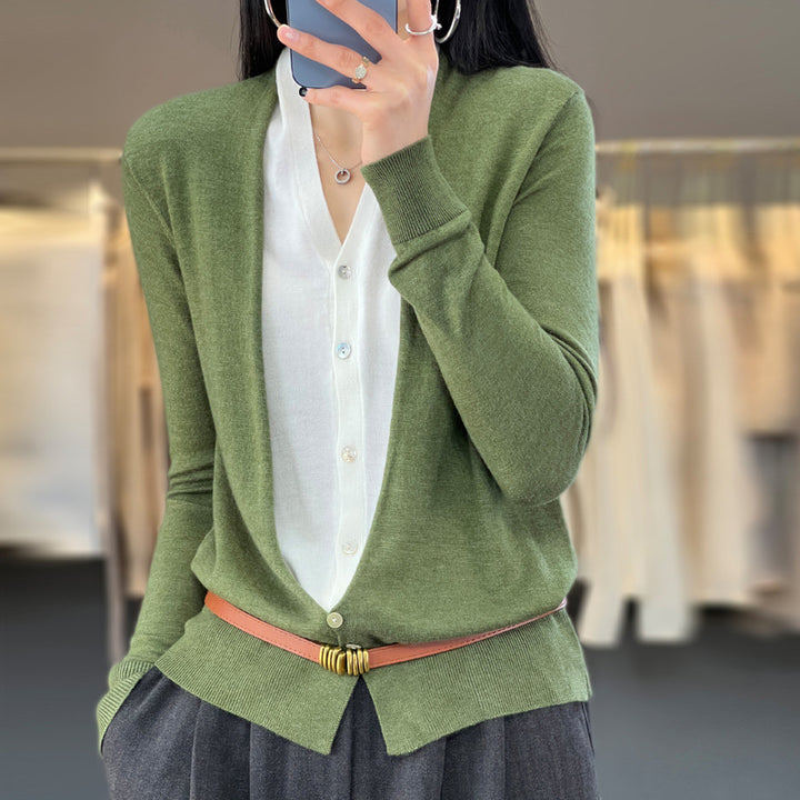 Women Lightweight Open Fine Knit Cardigan with Asymmetrical Pointed Hem and Tailored Silhouette Mune Fashion