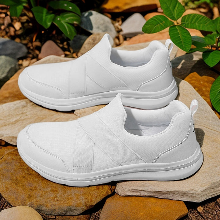 Women nan elastic Slip-On comfort sneaker with breathable knit upper, crossed stretch straps and cushioning EVA sole Mune Fashion