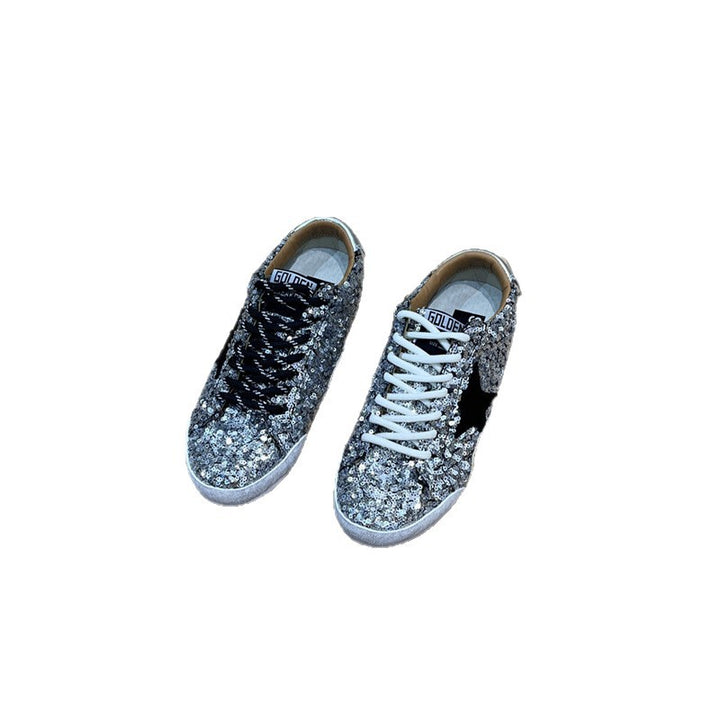 Women's glitter sneakers with sequin trim, star appliqué and contrasting laces Mune Fashion