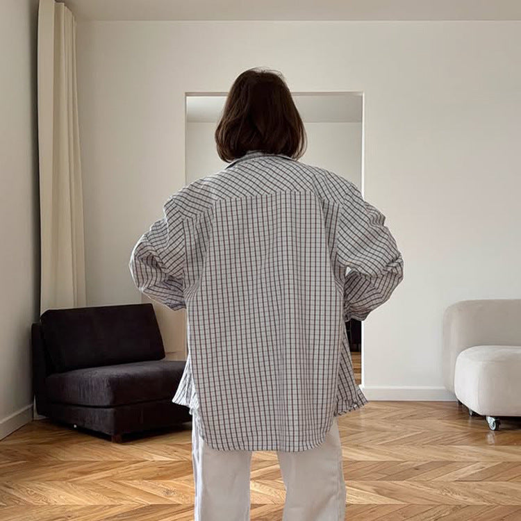 Women's Checked Oversized Shirt with Extended Hem Mune Fashion