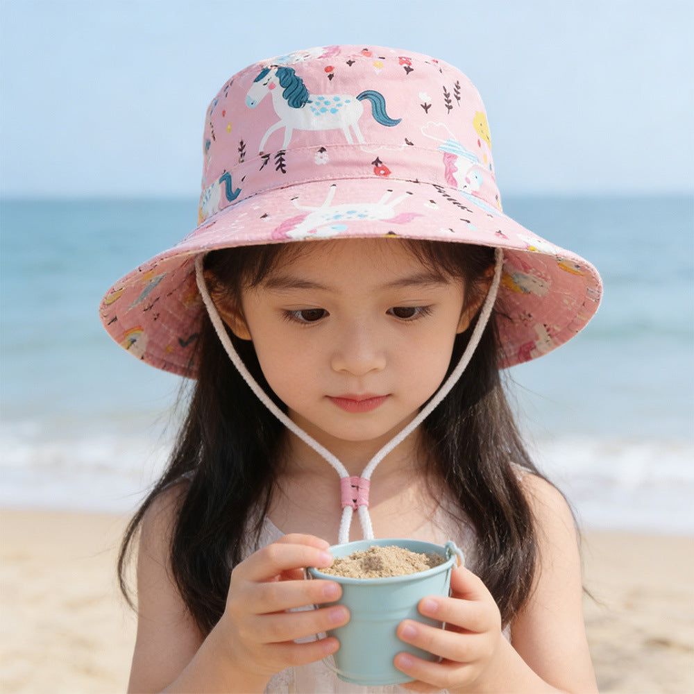 Unisex children's sun hat with reversible design, chin strap, and high UV protection Mune Fashion