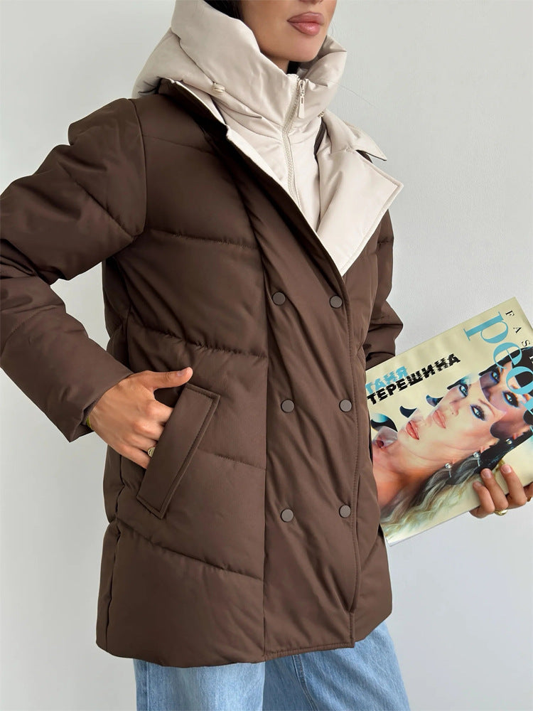 Women padded double-breasted parka with removable quilted inner vest Mune Fashion