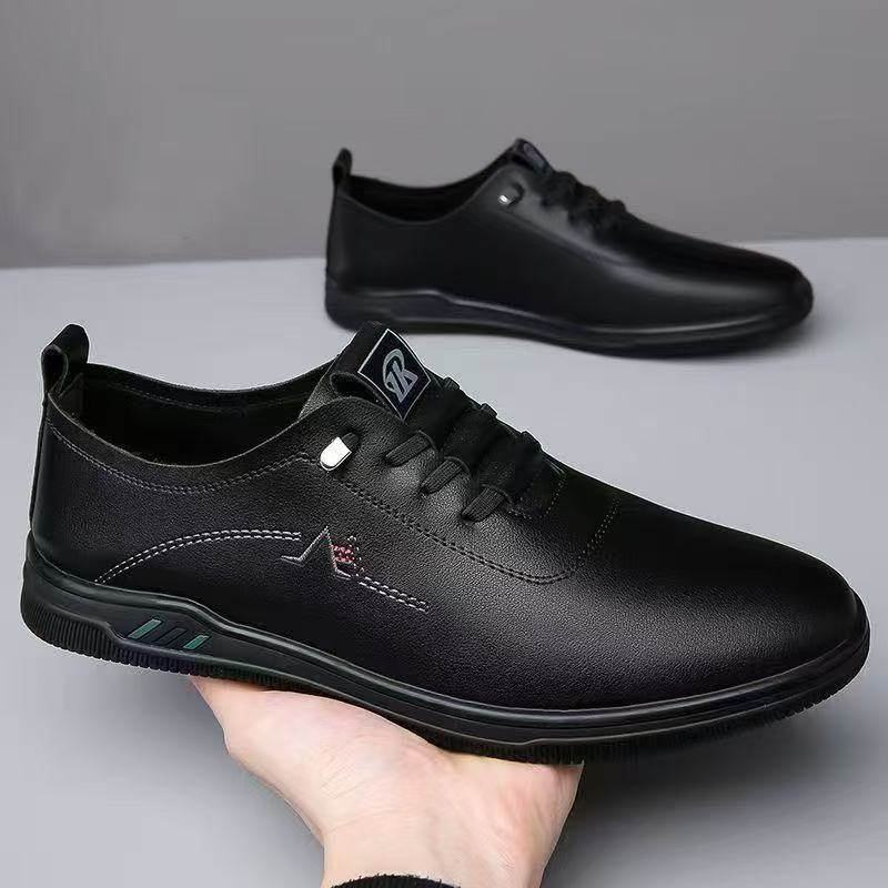 Men's Elegant Lightweight Lace-Up Casual Shoe with Leather Look Mune Fashion