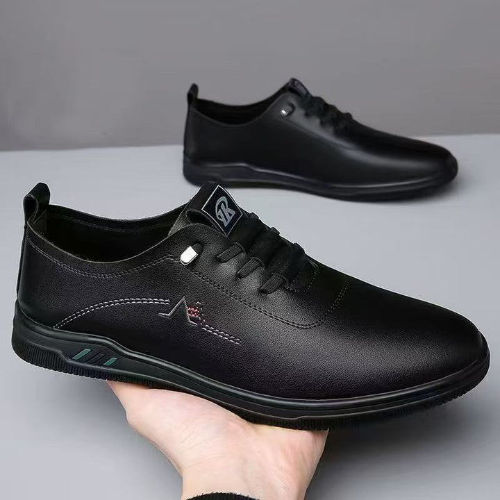 Men's Elegant Lightweight Lace-Up Casual Shoe with Leather Look Mune Fashion