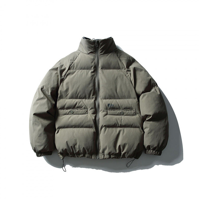Unisex Boxy padded stand collar puffer jacket with drawstring hem and flap pockets Mune Fashion