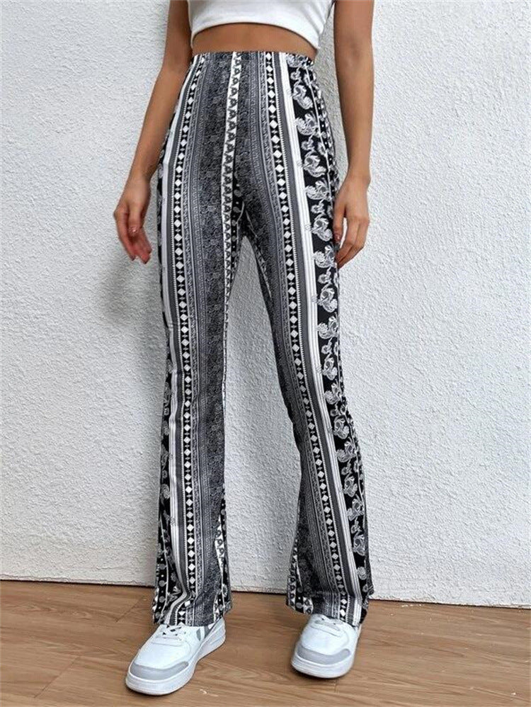Women's flared floral print high waist trousers Mune Fashion