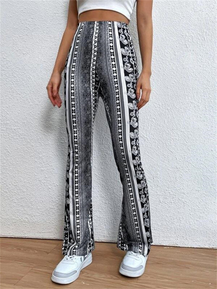 Women's flared floral print high waist trousers Mune Fashion
