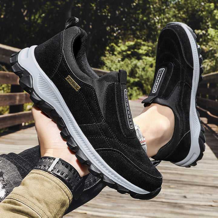 Men's slipper sneaker in suede leather look with non-slip tread sole Mune Fashion