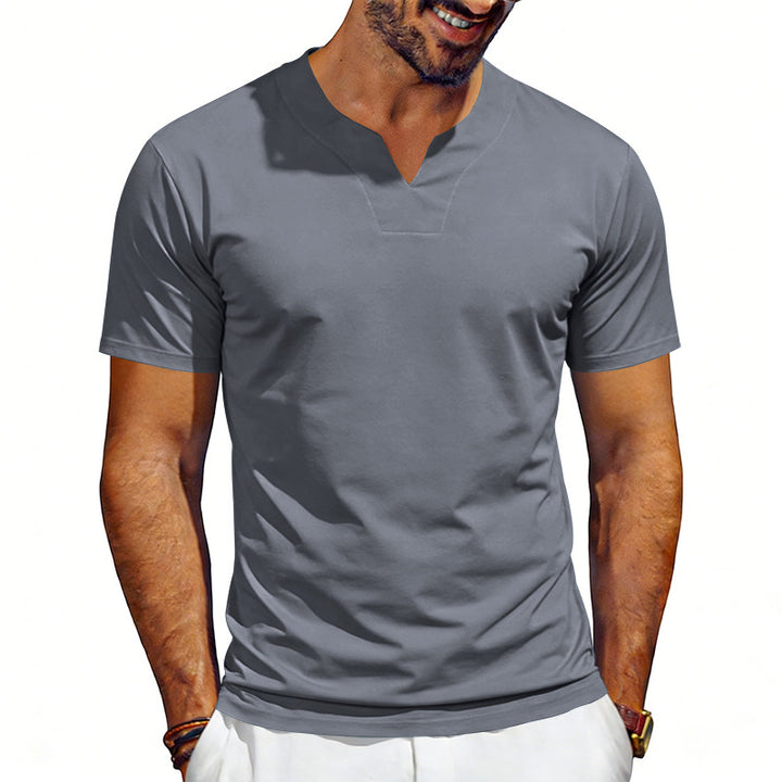 Men's V-neck sports shirt with ergonomic design seams and elastic jersey Mune Fashion