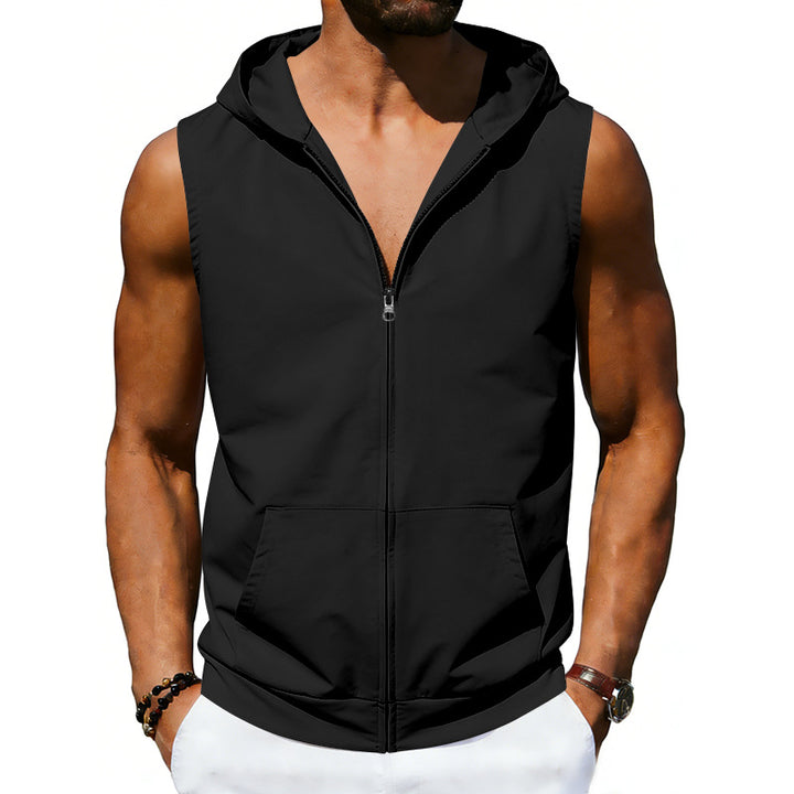Men's sleeveless hooded vest with full zip and kangaroo pocket Mune Fashion
