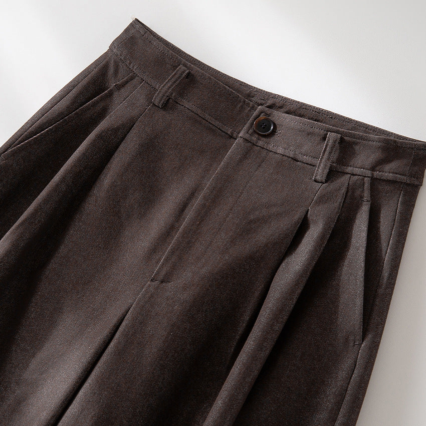 Women's Wide Pleated Trousers with High Waist and Cropped Cut Mune Fashion