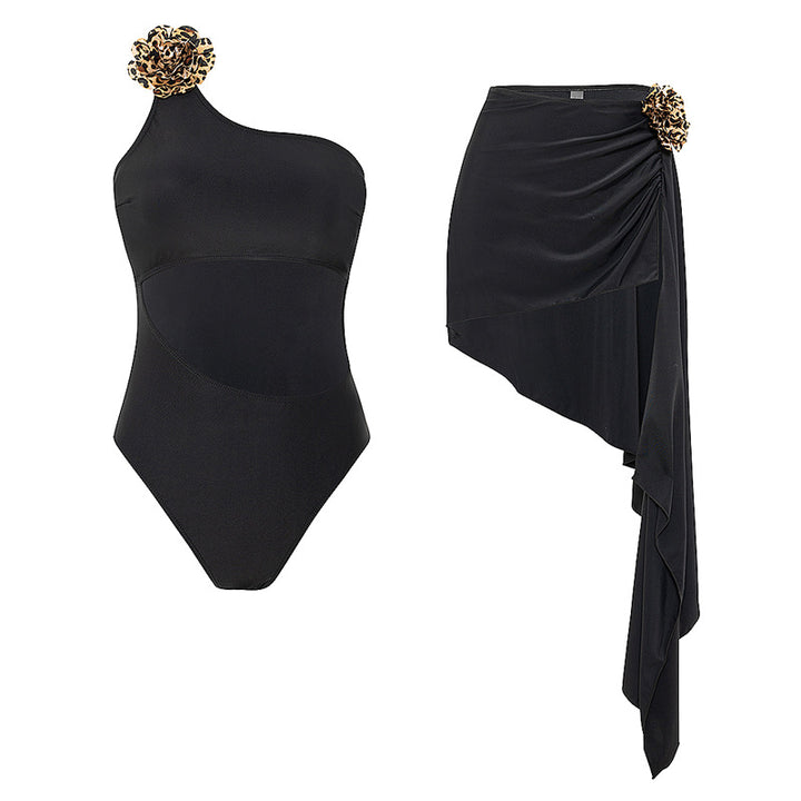 Women's one-piece swimsuit with asymmetrical wrap skirt Mune Fashion