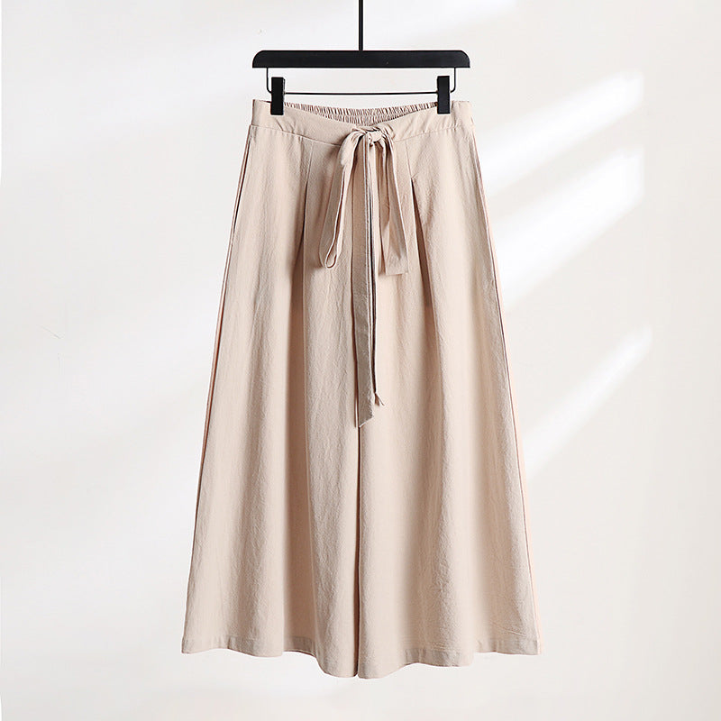 Women Palazzo Culotte with elastic waistband and tie belt Mune Fashion