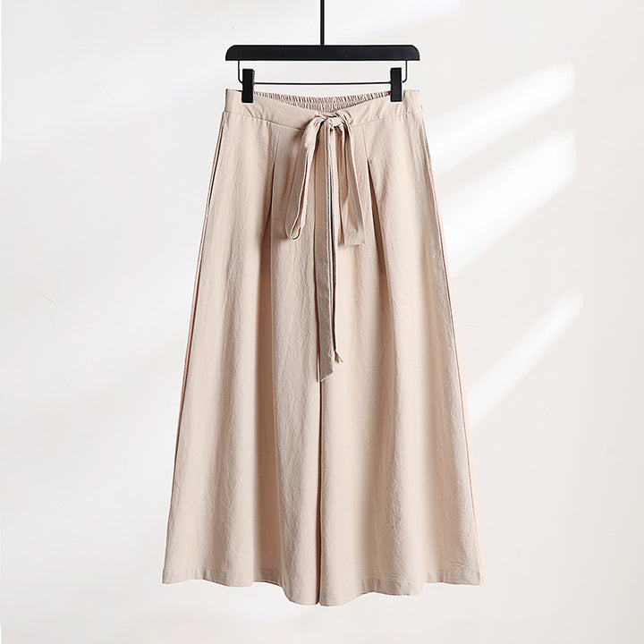 Women Palazzo Culotte with elastic waistband and tie belt Mune Fashion