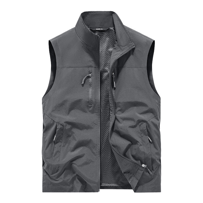 Men's Lightweight Outdoor Vest with Mesh Lining and Multifunction Pockets Mune Fashion