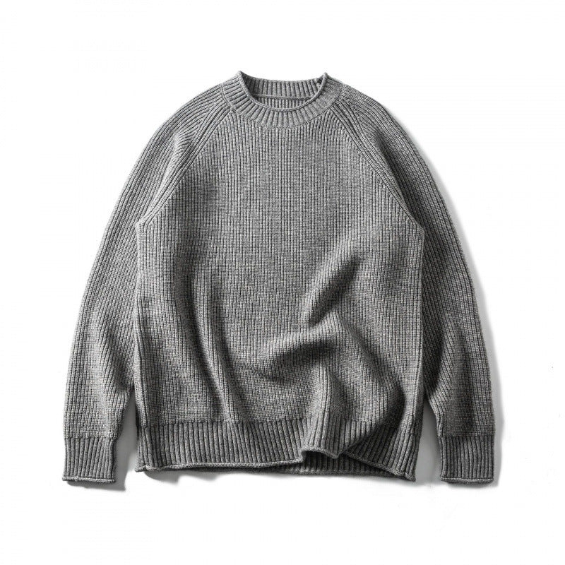 Unisex Coarse Knitted Round Neck Sweater in Oversized Boxy Cut with Raglan Sleeves Mune Fashion