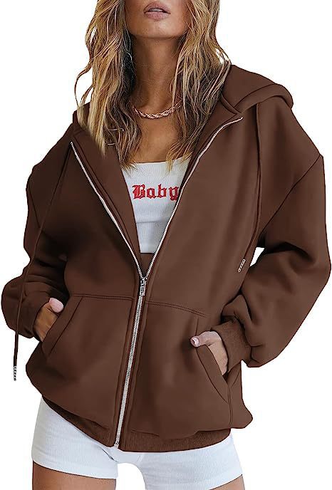 Women oversized hoodie jacket with full zip and kangaroo pockets Mune Fashion