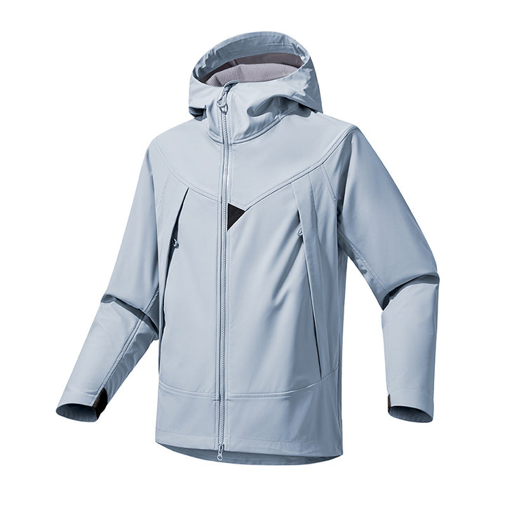 Men's Technical Softshell Outdoor Jacket with Hood Windproof Stretch and Two-Way Zipper Mune Fashion