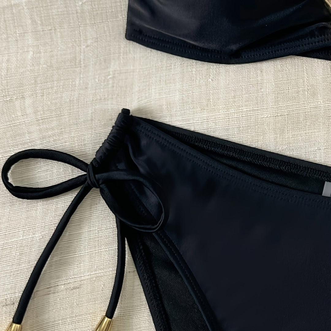 Women's bandeau bikini with elegant gold buckle Mune Fashion