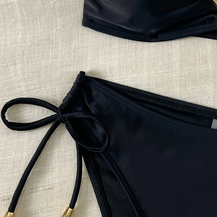 Women's bandeau bikini with elegant gold buckle Mune Fashion