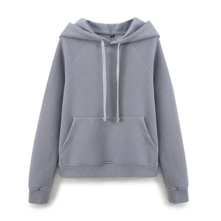 Women's casual hoodie with kangaroo pocket raglan sleeves and brushed interior Mune Fashion