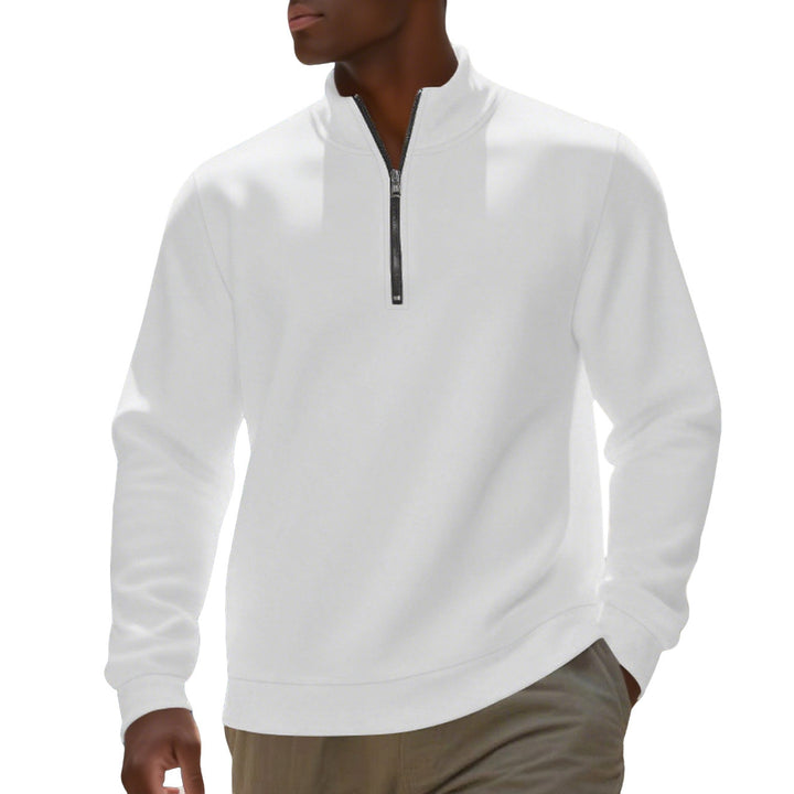 Men's half-zip sweatshirt made of cotton blend with stand-up collar, soft lining and ribbed cuffs Mune Fashion