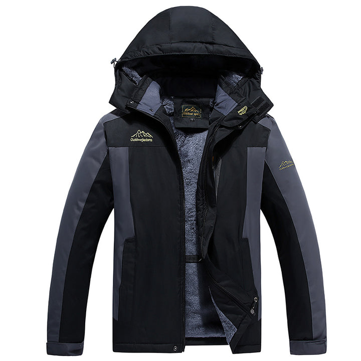 Men's insulated fleece layer outdoor jacket with removable hood and windproof outer shell Mune Fashion