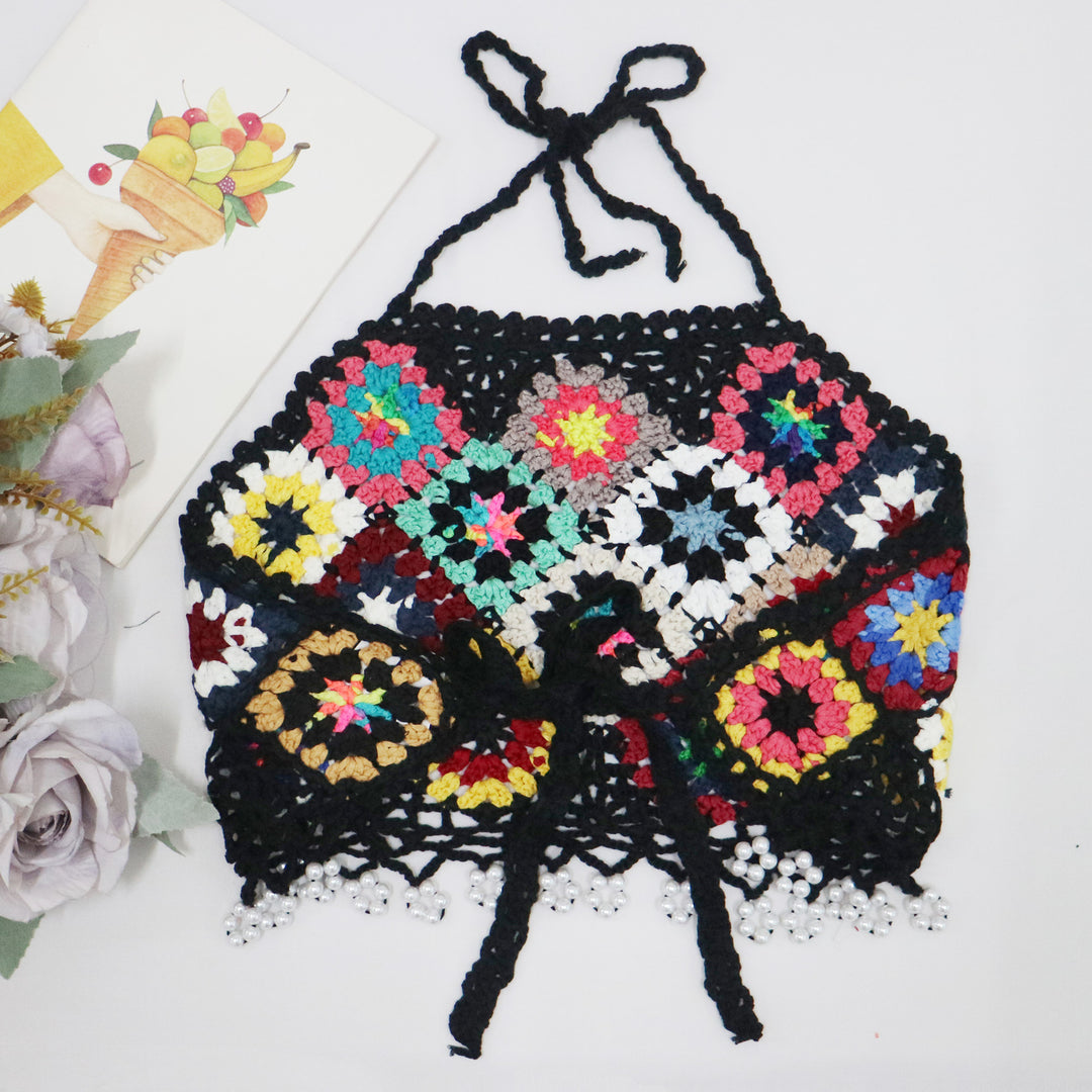 Women's crochet top with colorful square pattern Mune Fashion