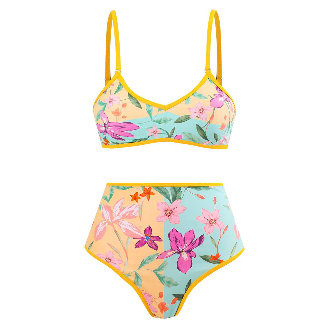 Women's High-Waisted Bikini Set with Floral Design and Comfortable Cut Mune Fashion