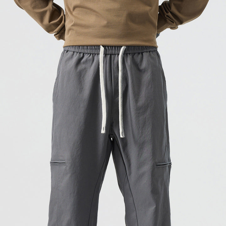 Men's Loose Fit Work Pants in Cargo Look with Drawstring Waist and Flat Knee Pockets Mune Fashion