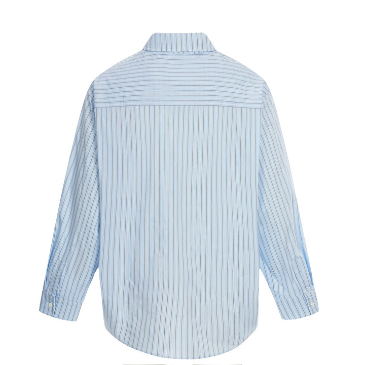 Women's Oversize Shirt Blouse with Striped Texture and Hand-Drawn Graphic Print Mune Fashion