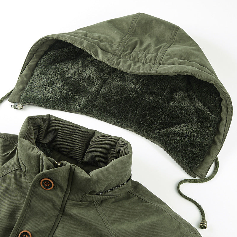 Men's insulated hooded parka with thermo teddy lining, windproof cotton blend outer shell, and multiple pockets Mune Fashion