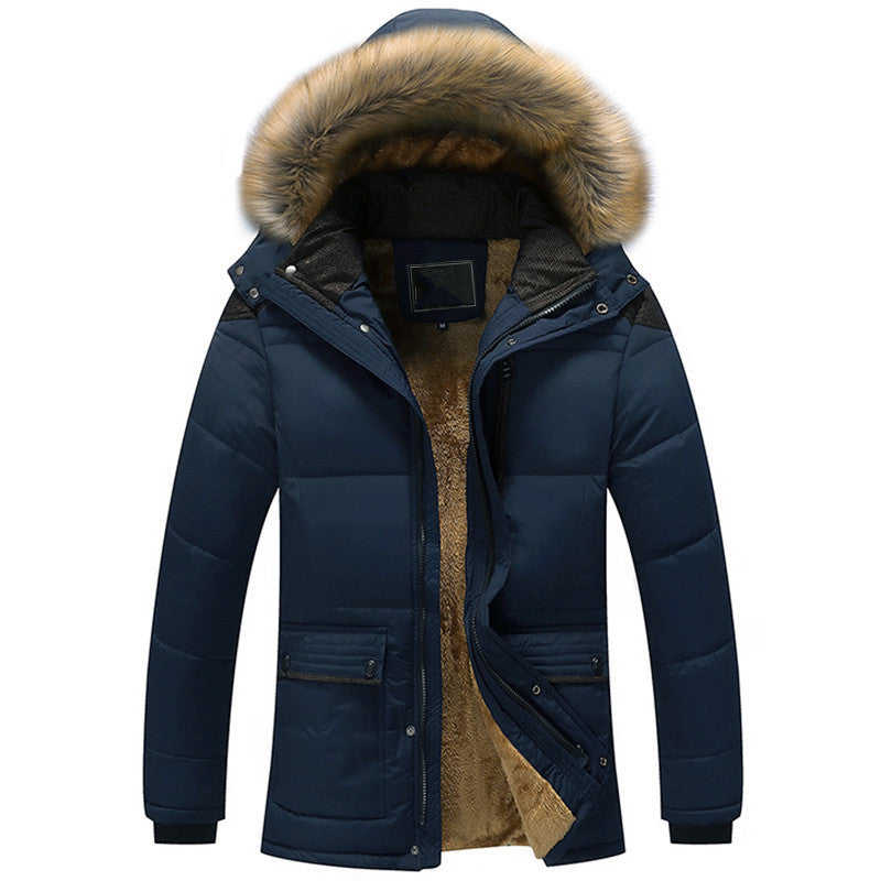 Men's parka with warming plush lining and removable faux fur hood Mune Fashion