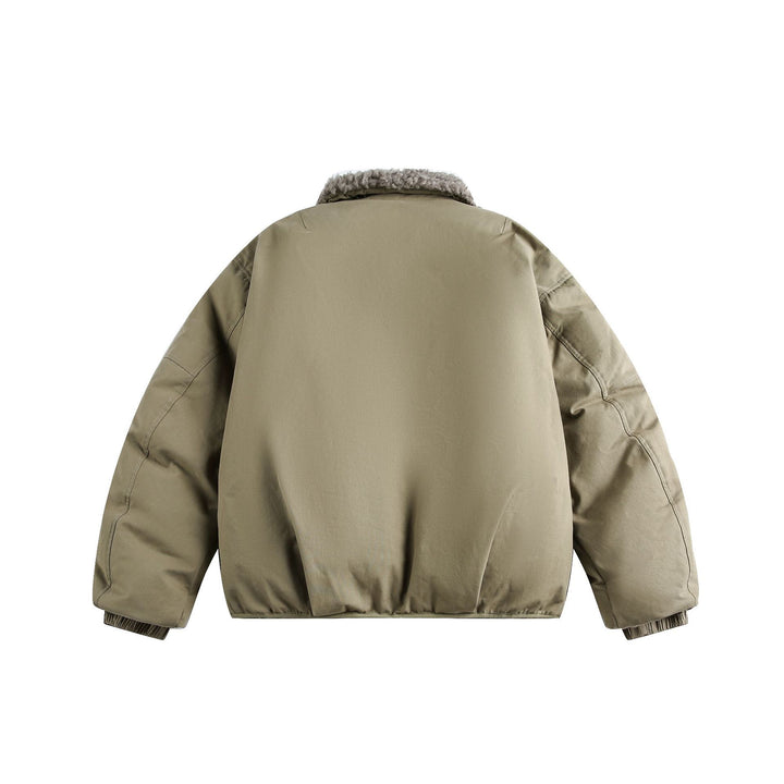 Men's Warm Insulated Field Bomber Jacket with Sheepskin-Look Collar Mune Fashion
