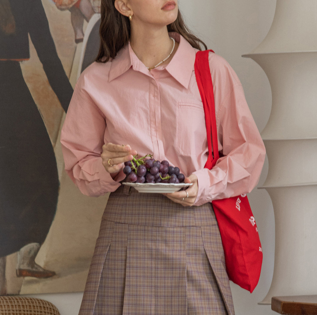 Women's Oversized Shirt Blouse with Chest Pocket Mune Fashion