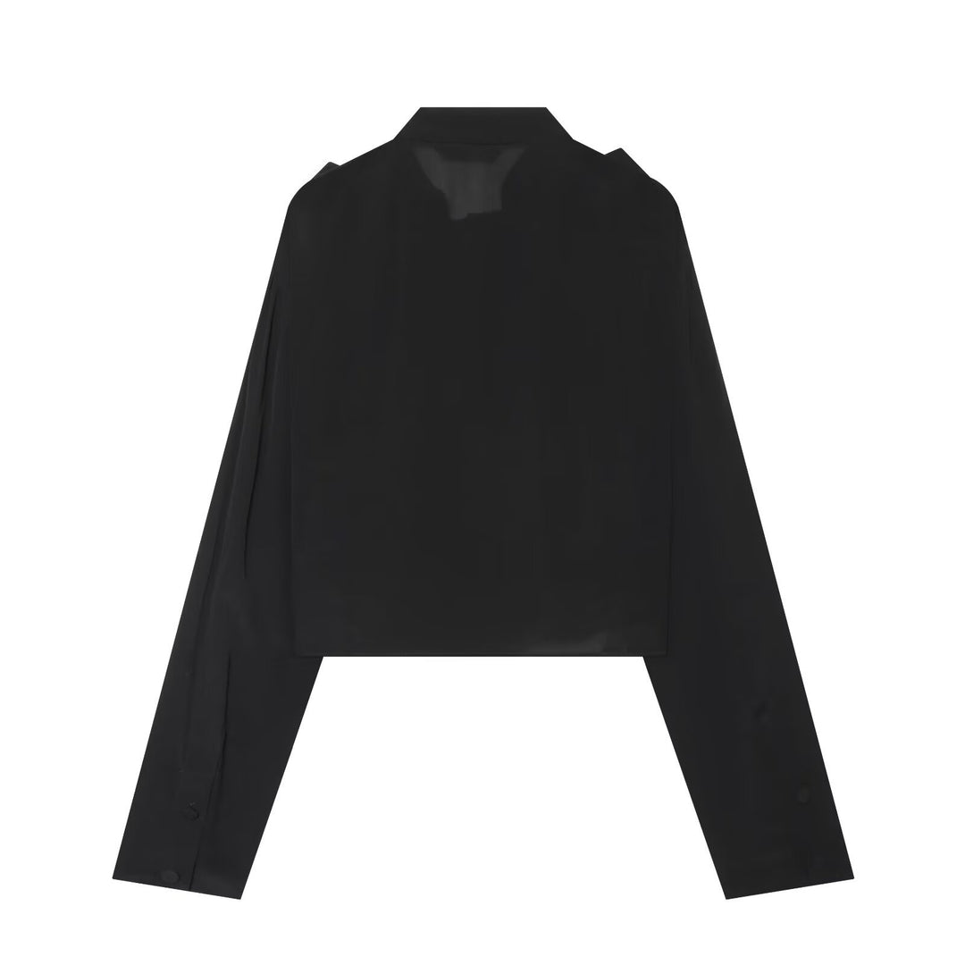 Women's Short Cape Transitional Jacket with Ruffle Details and Standing Collar Mune Fashion