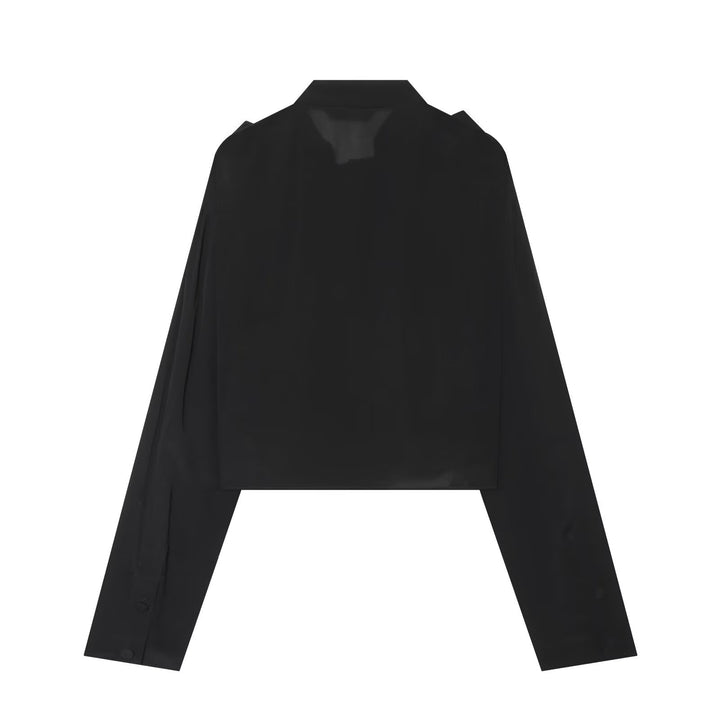 Women's Short Cape Transitional Jacket with Ruffle Details and Standing Collar Mune Fashion