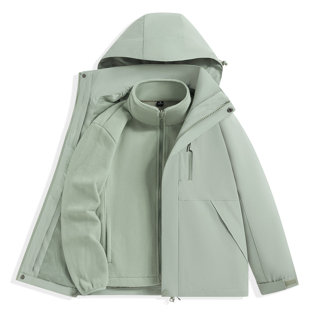 Men's two-layer outdoor parka with removable fleece inner jacket and hood Mune Fashion