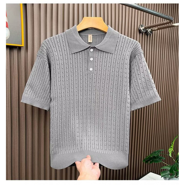 Men's Fashion Knit Polo Shirt with Textured Design Mune Fashion