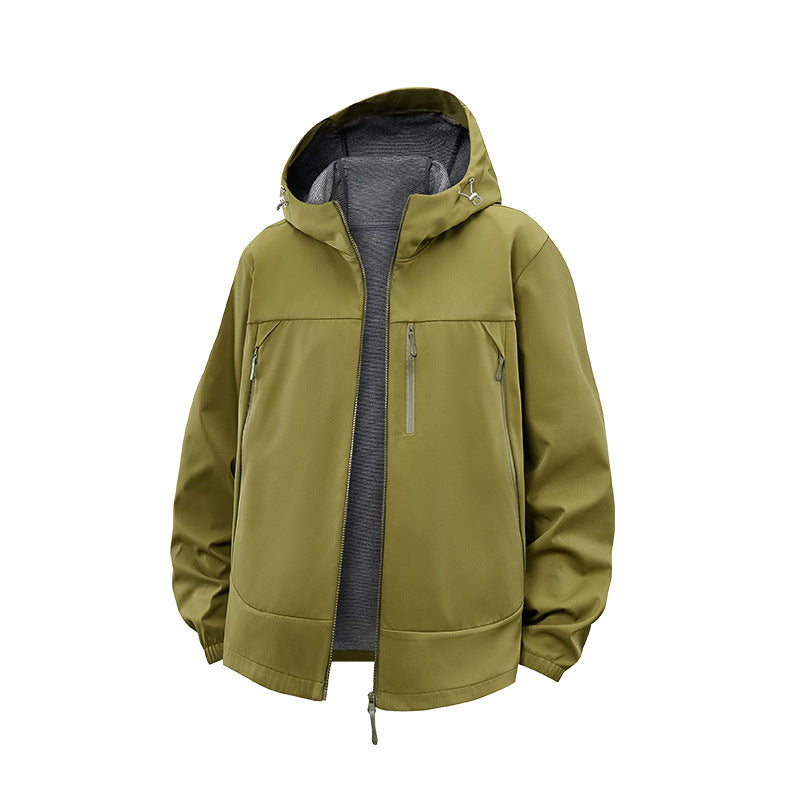 Men's Technical Softshell Hybrid Jacket with Fleece Lining and Adjustable Hood Mune Fashion