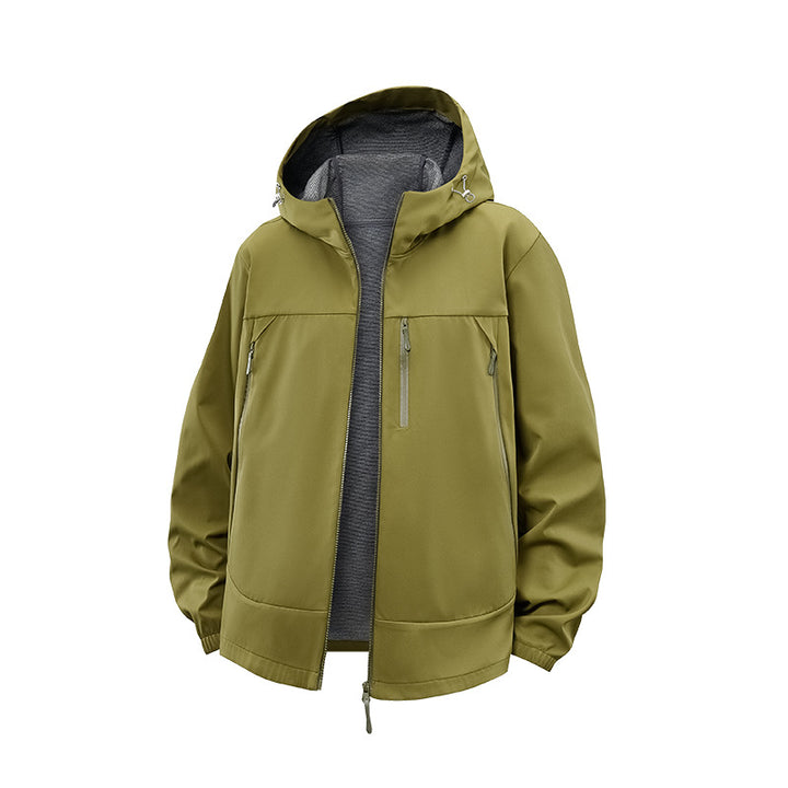 Men's Technical Softshell Hybrid Jacket with Fleece Lining and Adjustable Hood Mune Fashion