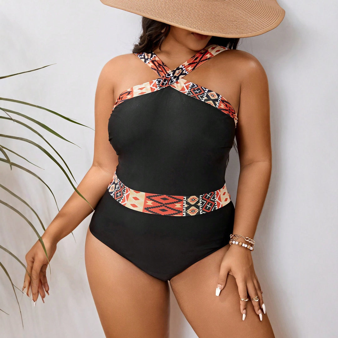 Ladies High-Quality Swimsuit with Geometric Design Mune Fashion