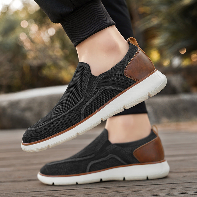 Men's breathable knitted slip-on shoes with elastic entry and shock-absorbing EVA sole Mune Fashion