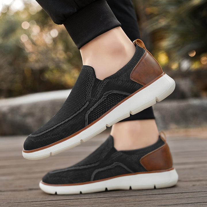 Men's breathable knitted slip-on shoes with elastic entry and shock-absorbing EVA sole Mune Fashion