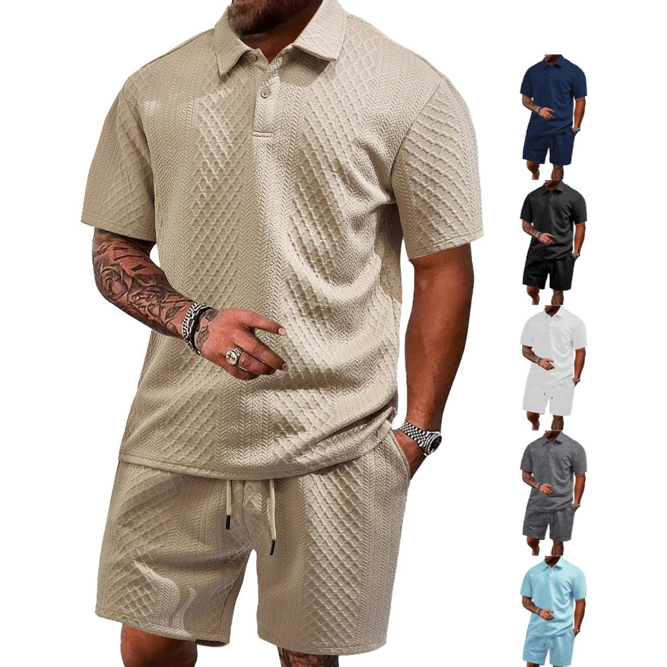 Men's structured polo shirt and bermuda shorts set made of quilted cotton blend Mune Fashion