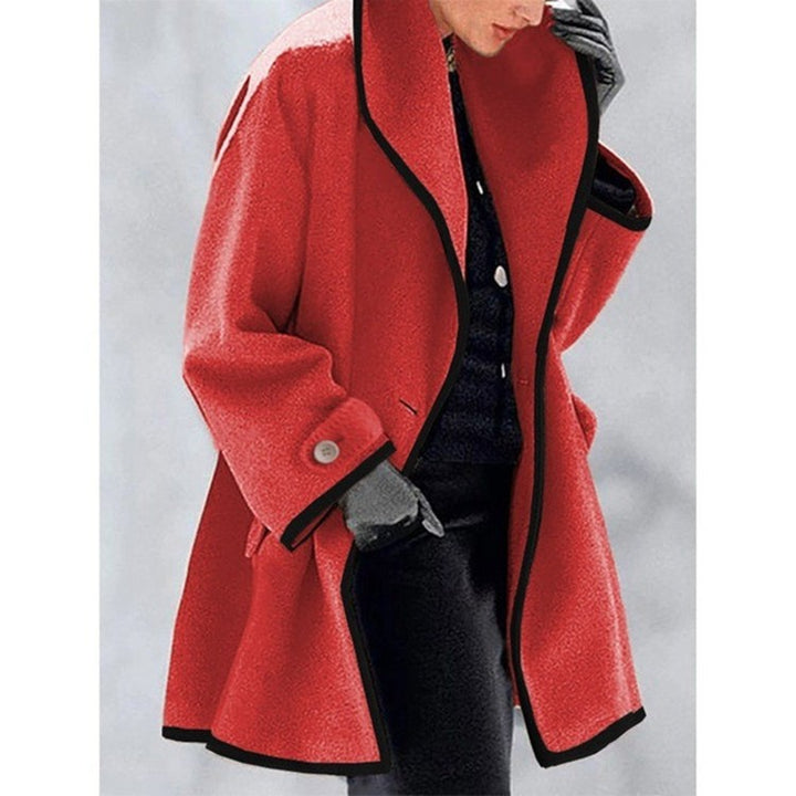 Women nan oversized Bouclé wool blend coat with contrast piping and turned-down collar Mune Fashion
