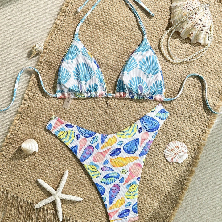 Women's cheerful floral print bikini with ruffles Mune Fashion