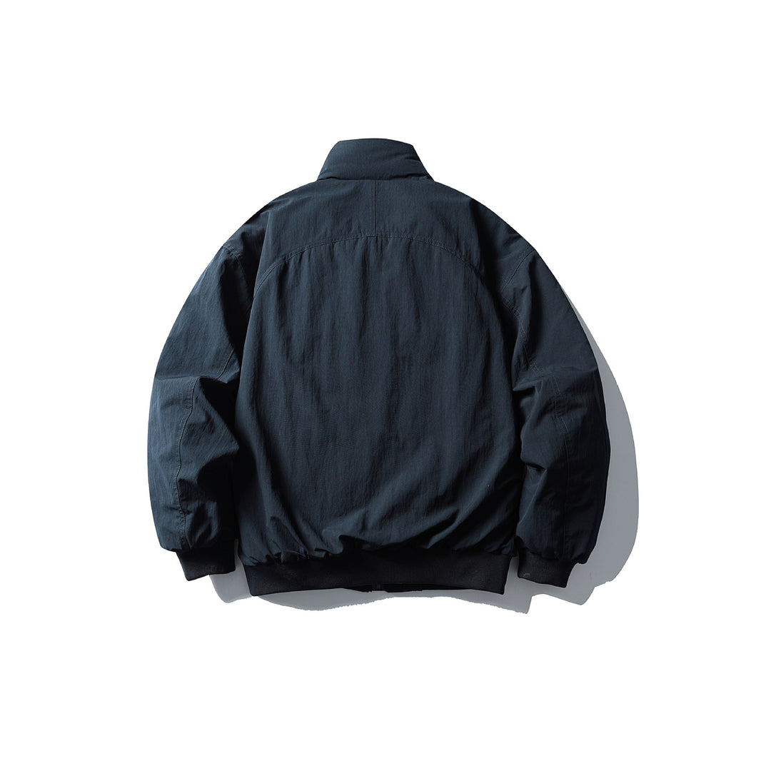 Men's Boxy Utility Bomber Jacket with High Stand-Up Collar, Concealed Front Placket and Zip Chest Pocket Mune Fashion