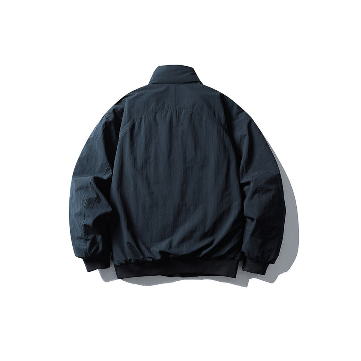 Men's Boxy Utility Bomber Jacket with High Stand-Up Collar, Concealed Front Placket and Zip Chest Pocket Mune Fashion