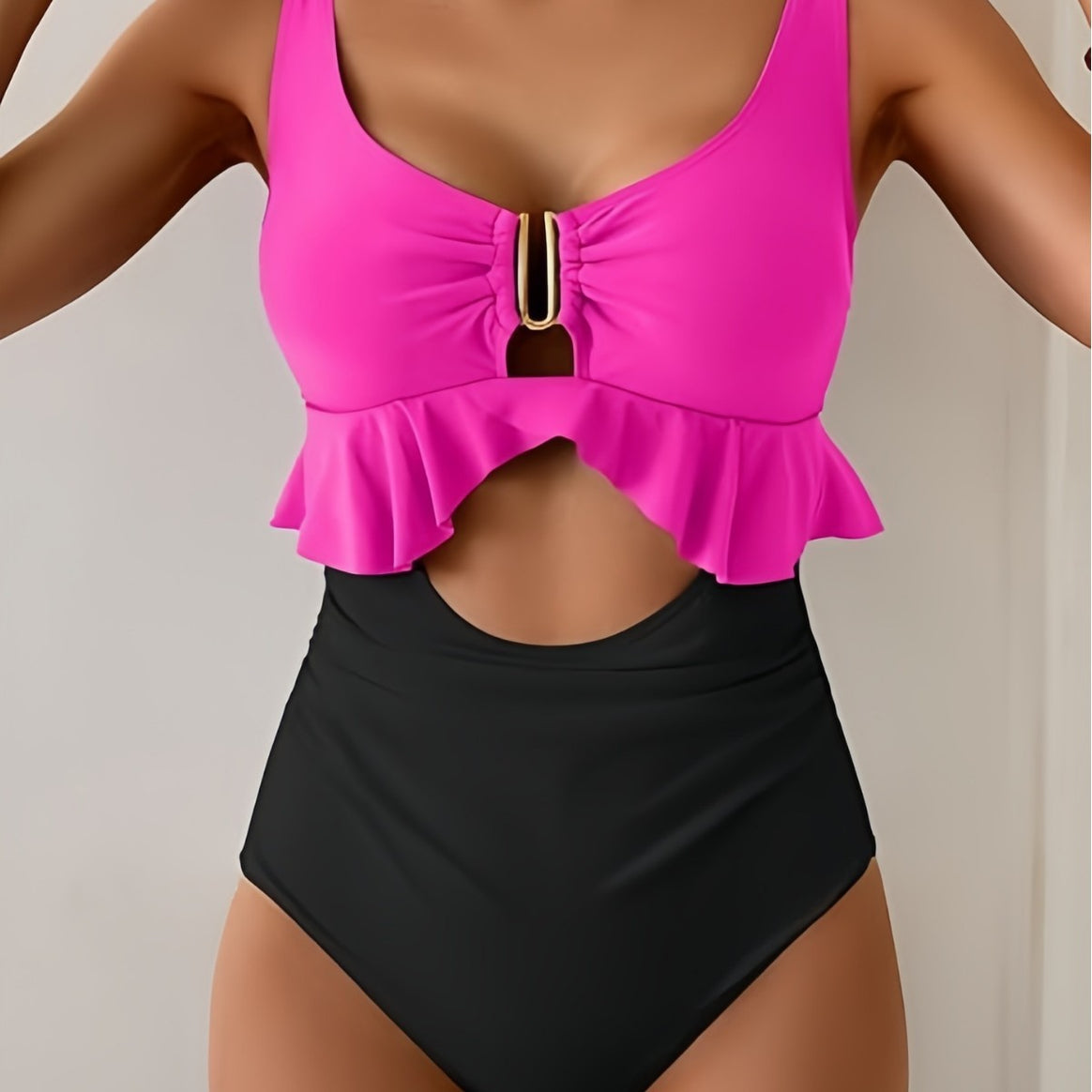 Ladies High-Cut Bikini Set with Ruffle Details Mune Fashion